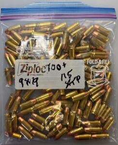 Winchester 9mm Luger Ammunition, Hollow Tips 115 Grain, FMJ, Brass Casing, 100+