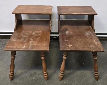 Pair of Vintage Colonial Style Step End Tables 15.5"x22.5"x26"