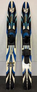 HO xTra Combo Water Skis, Adjustable Bindings, Blue/Black/White Design