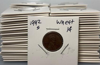 (100) Lincoln Wheat Cent Pennies 40s-50s