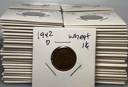 (100) Lincoln Wheat Cent Pennies 40s-50s