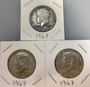 (3) John F. Kennedy Half Dollar Coins