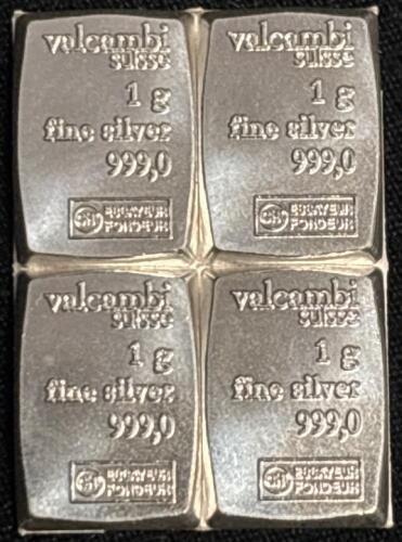 (4) Valcambi Suisse 1G 999.0 Fine Silver Bars