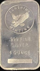 Sunshine Minting 1oz .999 Fine Silver Bar
