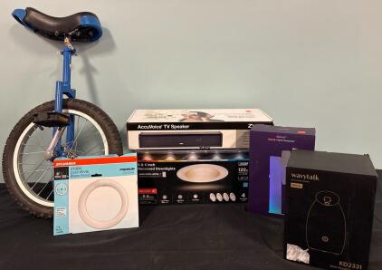 (1) AccuVoice TV Speaker (4) Set 5-6&rdquo; Recessed Downlights (1) Hand Held Streamer And (1) Face Steamer And More