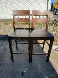 Crate & Barrel Wooden Bar Stools, Dark Brown, Set of 2