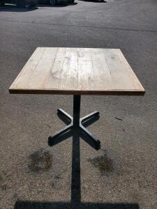 Square Wooden Table with Metal Base, Industrial Style, 30"x30"x29"
