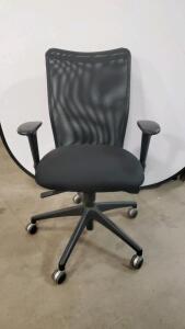 Black Mesh Office Chair, Height Adjustable Armrests, Swivel Function 25.5" W x 24" D x 40.5" H (64.7 cm W x 61 cm D x 102.9 cm H)