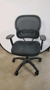 Black Mesh Office Chair, Adjustable Height, Padded Armrests
