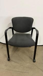 Black Office Chair with Metal Frame and Rolling Wheels