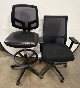 (2) Black Mesh Back Office Chair with Adjustable Features and Five-star Base