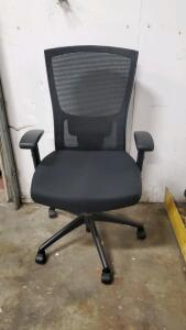 Black Mesh Office Chair, Adjustable Armrests, 5-Star Base