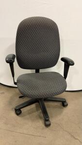 Ergonomic High-Back Office Chair, Adjustable Armrests, Gray Pattern
