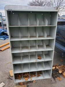 Tennsco Industrial Storage Bin Cabinet, 7 Shelves, 28 Compartments, Metal, Gray Approx. 84 in x 36 in x 12 in (213.36 cm x 91.44 cm x 30.48 cm)