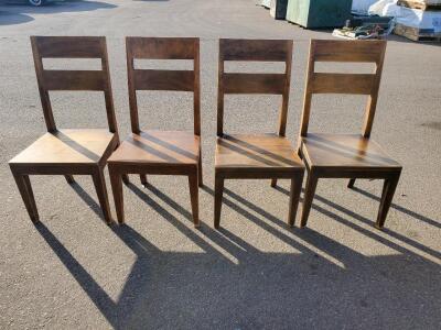 Crate & Barrel Dining Chairs, Set of 4, Wood, Brown Finish, Slat Back Design