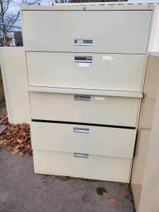 Beige 4-Drawer Lateral Filing Cabinet, Metal, Handle Locks 52" x 36" x 18"