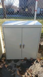 Gray Metal Storage Cabinet with Shelves, 42"x36"x18", Lockable Handles