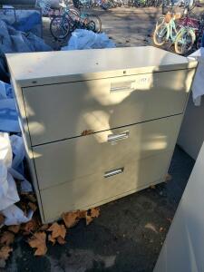 Beige 3-Drawer Lateral Filing Cabinet, Metal, 42" H x 36" W x 18" D