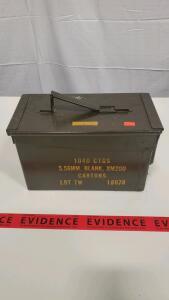 XM200 Metal Ammunition Box, 5.56mm Blank, 1040 CTGS Capacity, Lot TW 18079