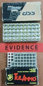 (2) Boxes of 9mm Ammo: Blazer Brass (50ct) & TulAmmo (42ct)