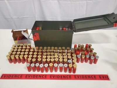 Winchester 12 Gauge Shotgun Shells, Approx. 90 Rounds, Metal Ammo Can