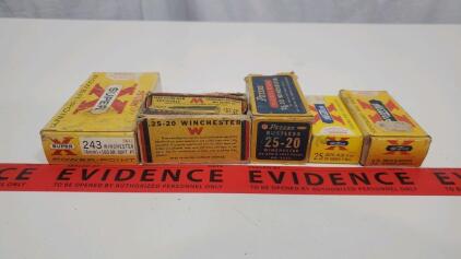 Vintage Winchester & Peters Ammunition Boxes, 243 Win, 25-20 Win, 32 S&W