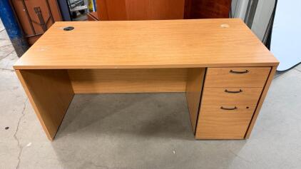 Wood Office Desk W/ 3-Drawer Organizer -66&rdquo;Lx30&rdquo;Wx30&rdquo;H
