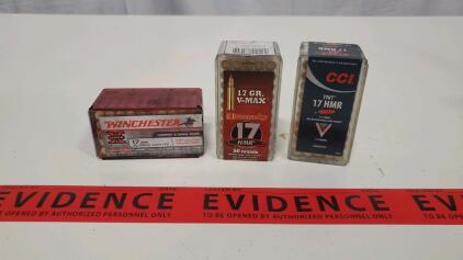 17 HMR Rimfire Ammo, CCI, Hornady, Winchester, 50 Rounds Each