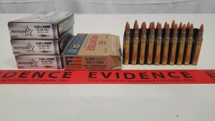 (4)5.56x45mm Ammunition, 55 GR FMJ, Independence & Frontier