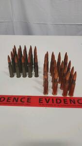 40 Rounds Rifle Ammunition, Brass & Steel Cases, Partial Headstamp