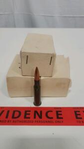 Rifle Ammunition, Likely 7.62x54mmR, Brass Casing, 20 Rounds