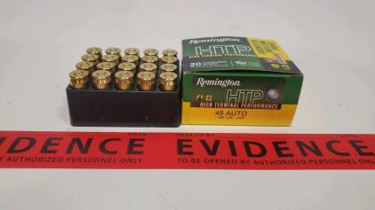 Remington HTP .45 Auto, 185 Grain JHP Ammunition, 20 Rounds