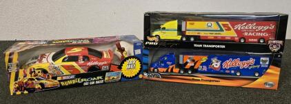 (2) Hot Wheels Pro Racing Team Transporters & NASCAR Rumble Roar #5 Terry Labonte Kellogg&rsquo;s &ndash; Boxed