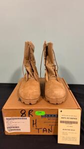 Tan Military Boots Hot Weather Type II, Size 8 R, USA Made, Serial 8430013256489