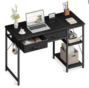 Coleshome Small Computer Desk With Storage Shelves, Study Laptop Vanity Table With Headphone Hooks 15.7&rdquo;x39.4&rdquo;x31&rdquo;