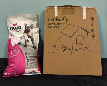 Rest Easy Water Proof Cat House And 14 lb. Bag Nulo Free Style Grain Free Cat And Kitten Chow
