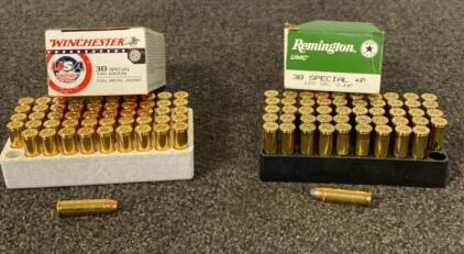 Winchester 38 Special 130 Grain / Full Metal Jacket and Remington 38 Special 125 Grain. 50 Rounds in Each Box