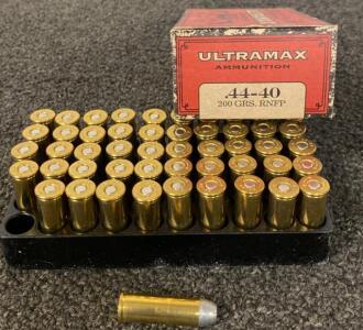 Ultramax .44-40 Ammunition, 200 Grains RNFP, 50 Rounds, Made in the U.S.A.