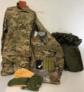 Military Clothing & Accessories Set Including Tops & Pants, Military Pack, Thermal Top, Gloves & More