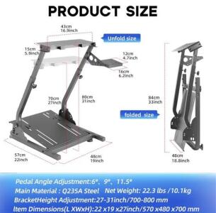 Steering Wheel Stand Racing Simulator Cockpit, Height Adjustable