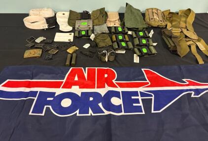 Military Belts, Buckles, Pouches Set with Air Force Flag