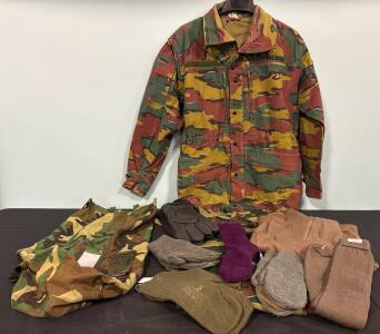 Belgian Military Clothing Set with Jigsaw Camo, Includes Jacket, Trousers, Socks