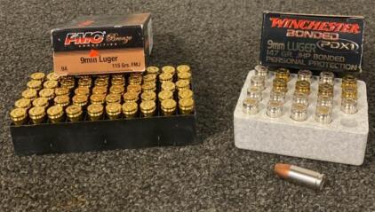 PMC (50 Rounds) 115 Grains - Winchester (20 Rounds) 147 Grains - 9mm Luger