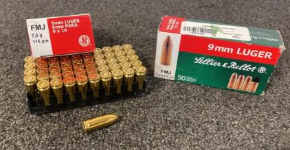 (2) Lellier & Bellot- 9mm Luger - 115 grains ( 50 Rounds Per Box )