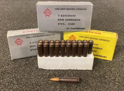 (3) Norinco 7.62x3 9mm (20 Rounds Per Box)