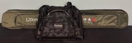 (1) Hiydosam Hiking Backpack Camo 18.5&rdquo; And (1) Wei Te Sen 125 CM Fishing Pole Bag