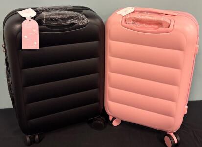 His And Hers Matching Luggage Set With 360 Degree Rotating Mute Wheels Black And Pink