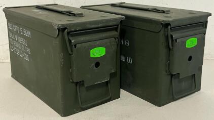 (2) Green Military Ammo Cans
