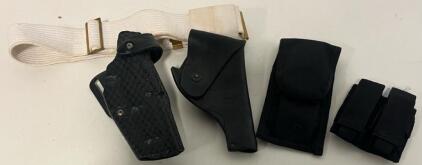 Gun Holster W/ Belt, Hard Gun Holster & (2) Magazine Pouches