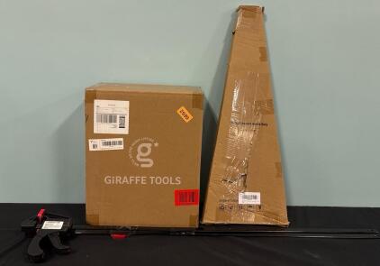 Tool Lot (1) Giraffe Tools Retractable Air Hose Reel Wall Mount with Swivel Bracket (1) Pair GardenWorks 28&rdquo; Loppers Model No L1128 (1) Pair 36&rdquo; Bar Clamps With Spreader For Woodworking